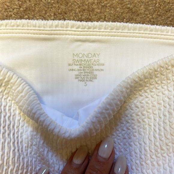 Monday Swimwear - Small - WHITE TWO PEICE BANDEAU TOP HIGH RISE BOTTOM - Picture 4 of 5